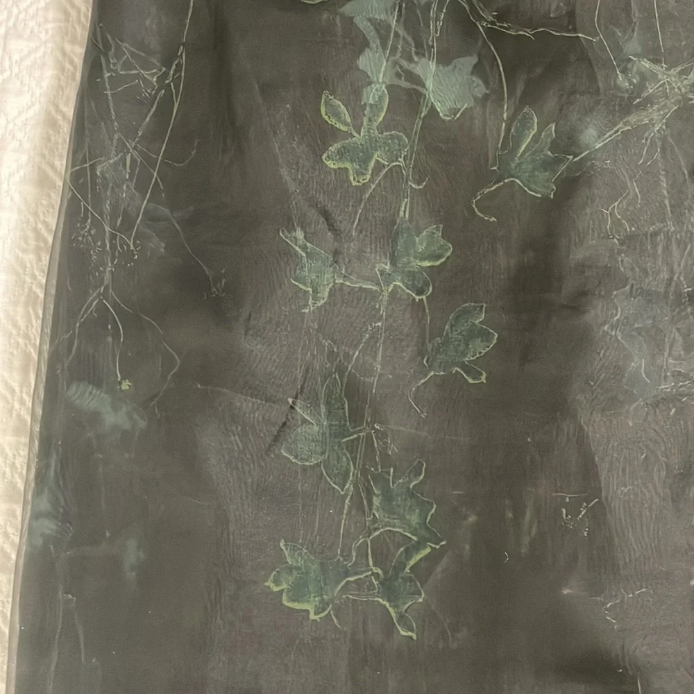 Ann Taylor loft silk organza LBD black green silk organza dress holiday 2 EUC